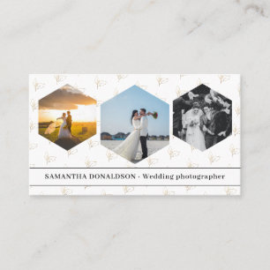 Romantic Three Photos Wedding Photography Business Card