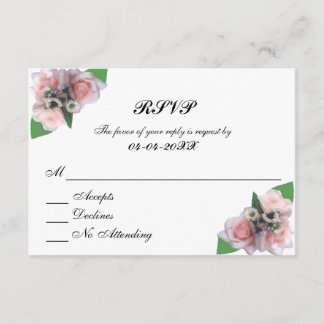 Romantic three pink roses floral chic RSVP Card