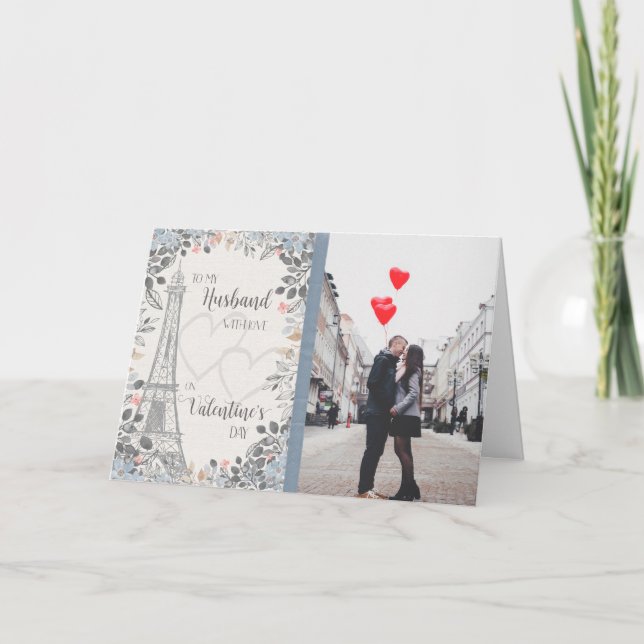 Romantic to Husband Valentine's Day Eiffel Tower Holiday Card (Front)