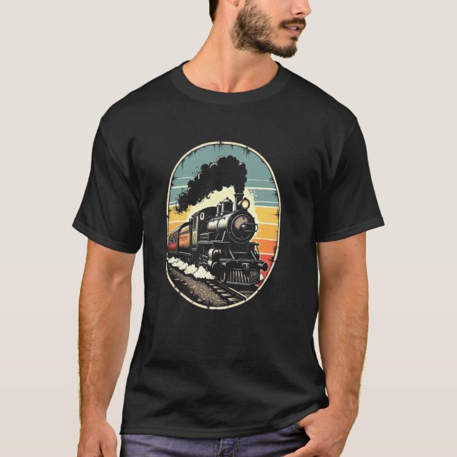 Romantic Train Voyage - Train Retro T-Shirt (Front)