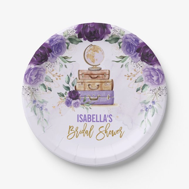 Romantic Travel Adventure Bridal Shower Favours Paper Plate (Front)