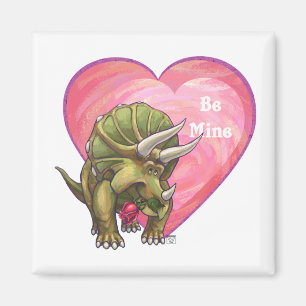 Romantic Triceratops Be Mine Magnet