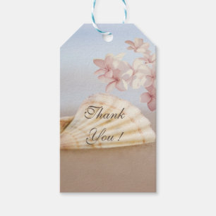Romantic Tropical  Beach Seashell, Plumeria Gift Tags
