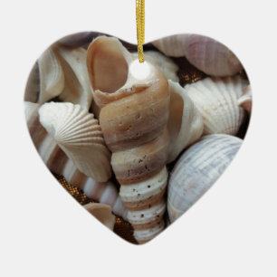 Romantic Tropical Exotic Sea Shells Beach Love Ceramic Ornament