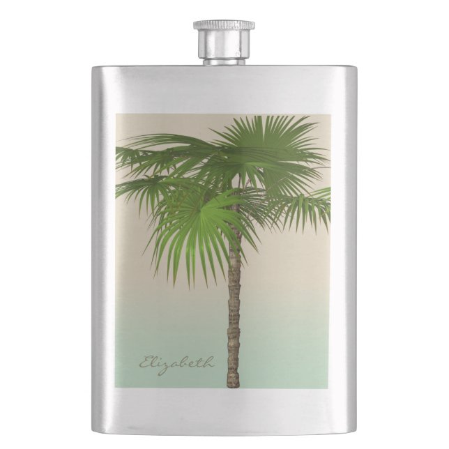 Romantic Tropical Palm Tree -Personalized Hip Flask (Front)