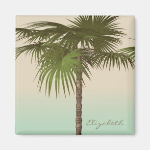 Romantic Tropical Palm Tree -Personalized Magnet