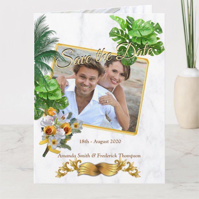 Romantic Tropical Save the Date Card (Front)