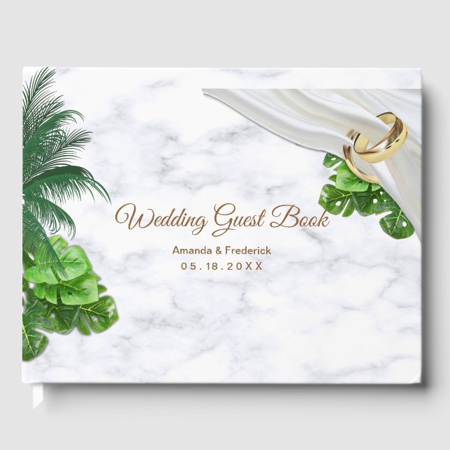 Romantic Tropical Wedding Guest Book (Front)