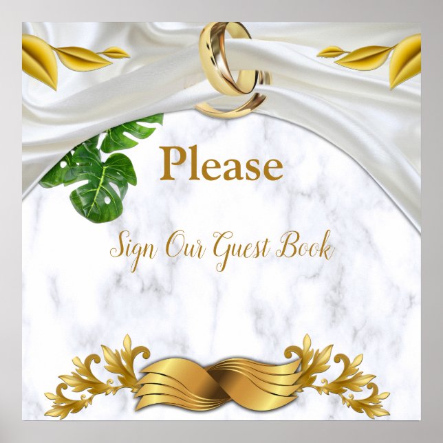 Romantic Tropical Wedding Guest Book Sign (Front)