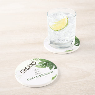 Romantic Tropical Wedding Invitation Coaster