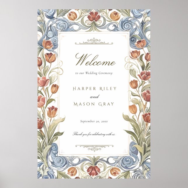 Romantic Tulips Wedding Welcome Sign (Front)