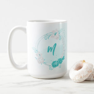 romantic turquoise flowers coffee mug