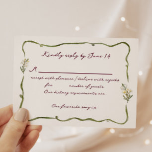 Romantic Tuscan Garden Whimsical Floral Wedding RSVP Card