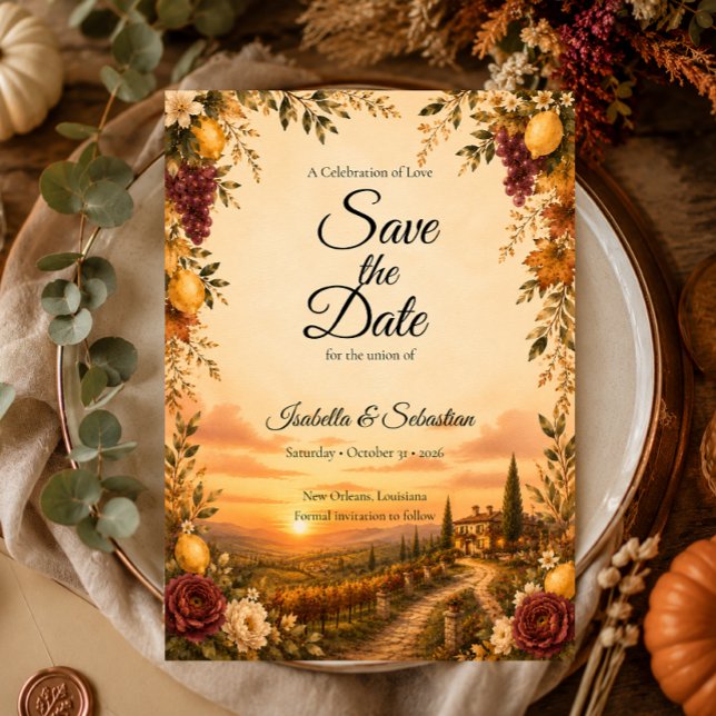 Romantic Tuscan Wedding Save The Date (Creator Uploaded)