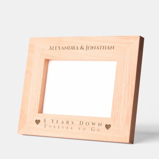 Romantic Two Hearts Newlywed Wedding Photo  Etched Frames (Left)