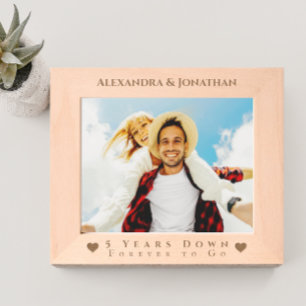 Romantic Two Hearts Newlywed Wedding Photo Etched Frames