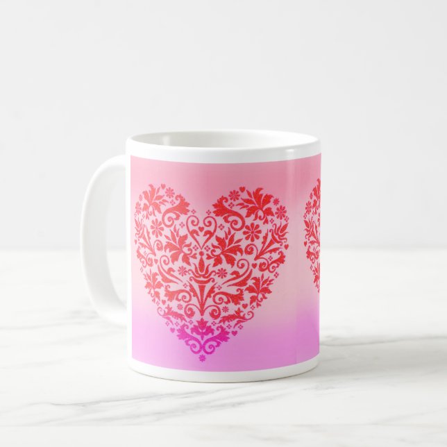 Romantic two red hearts coffee mug (Front Left)