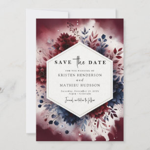 Romantic Typography Burgundy Wedding Save The Date