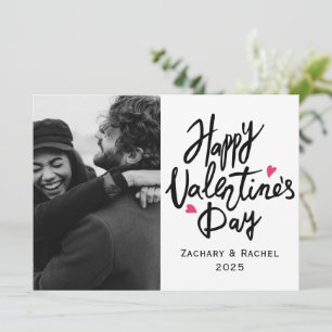 Romantic Typography Valentines day couple 1 photo Holiday Card