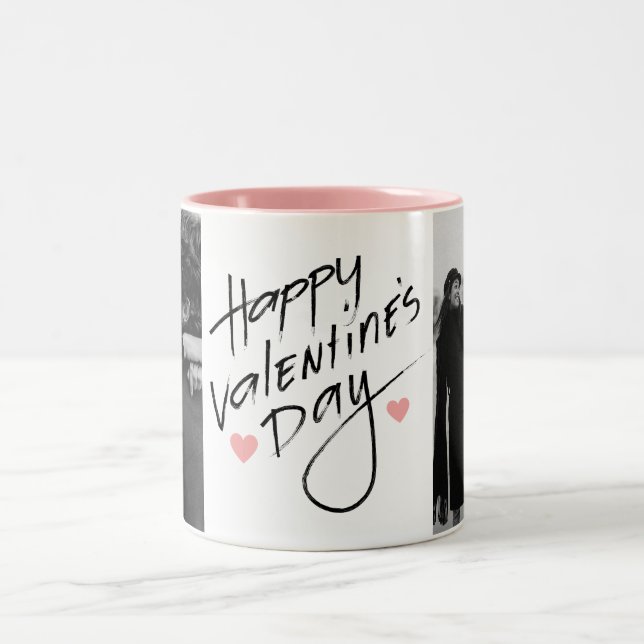 Romantic Typography Valentines day couple 2 photo Two-Tone Coffee Mug (Center)