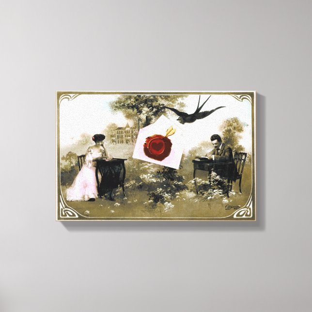 ROMANTIC VALENTINE LETTER ,RED WAX SEAL CANVAS PRINT (Front)