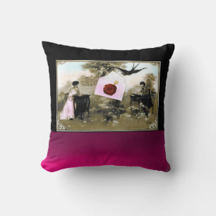 ROMANTIC VALENTINE LETTER ,RED WAX SEAL THROW PILLOW