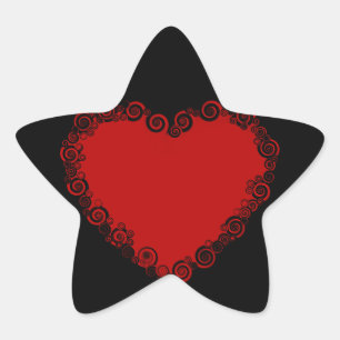 Romantic Valentine Love Heart Red Star Sticker