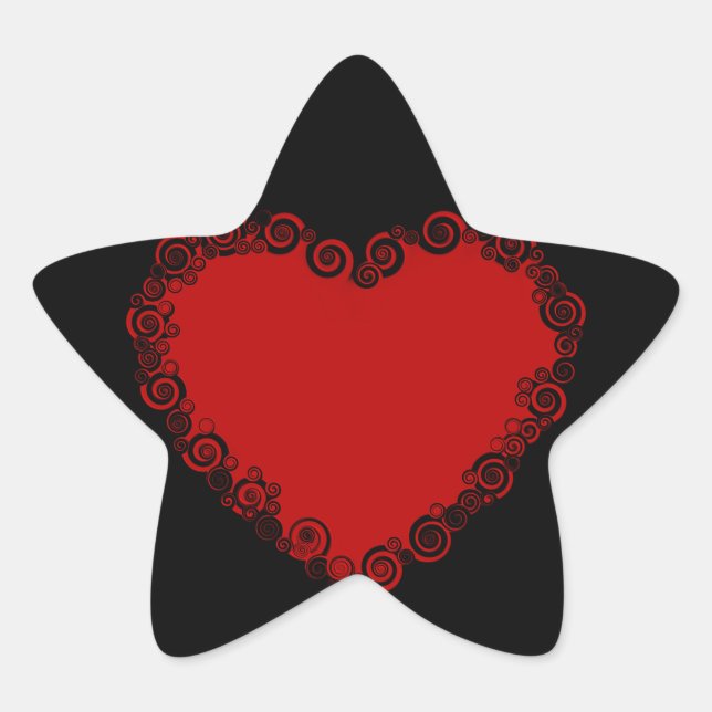 Romantic Valentine Love Heart Red Star Sticker (Front)