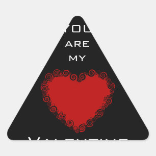 Romantic Valentine Love Heart Red Triangle Sticker