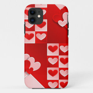 Romantic Valentine Love Hearts Red White Heart iPhone 11 Case