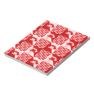 Romantic Valentine Love Hearts Red White Heart Notepad