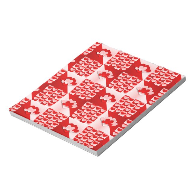 Romantic Valentine Love Hearts Red White Heart Notepad (Rotated)