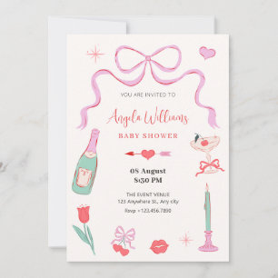 Romantic valentine pastel colour bridal shower invitation