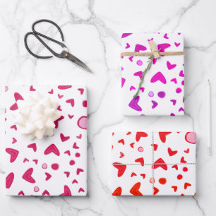 Romantic valentine red hearts gifting wrapping paper sheet