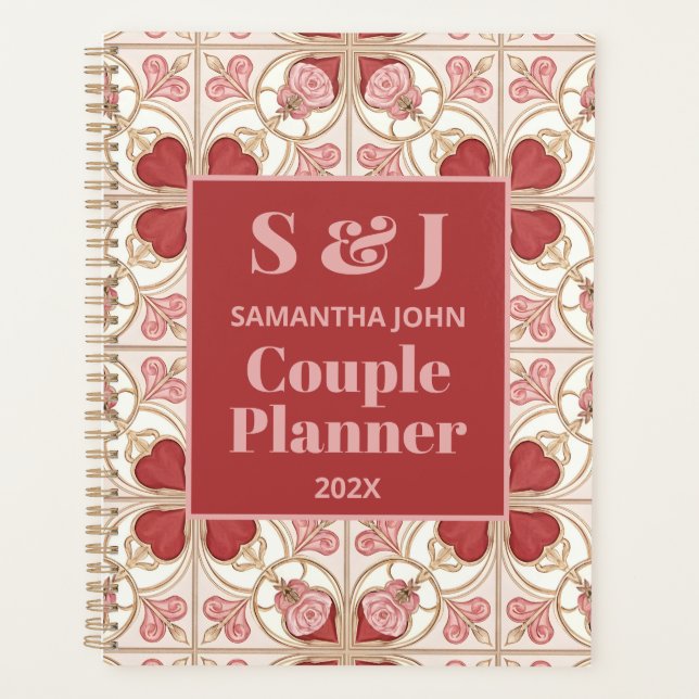 Romantic Valentine’s Day Bistro Tile Couple Planner (Front)