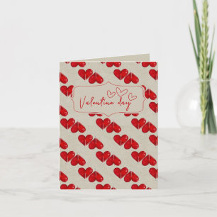 Romantic Valentine’s Day Card Red Heart Pattern