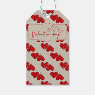 Romantic Valentine’s Day Card   Red Heart Pattern  Gift Tags