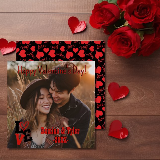 Romantic Valentine’s Day | Custom Photo & Heart Card (Romantic Valentine’s Day | Custom Photo & Heart Card)