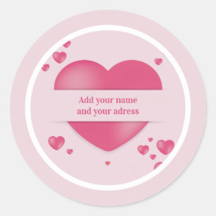 Romantic Valentine’s Day   Elegant  Pink Heart Classic Round Sticker