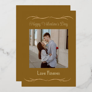 Romantic Valentine’s Day Picture Frame Foil Holiday Card