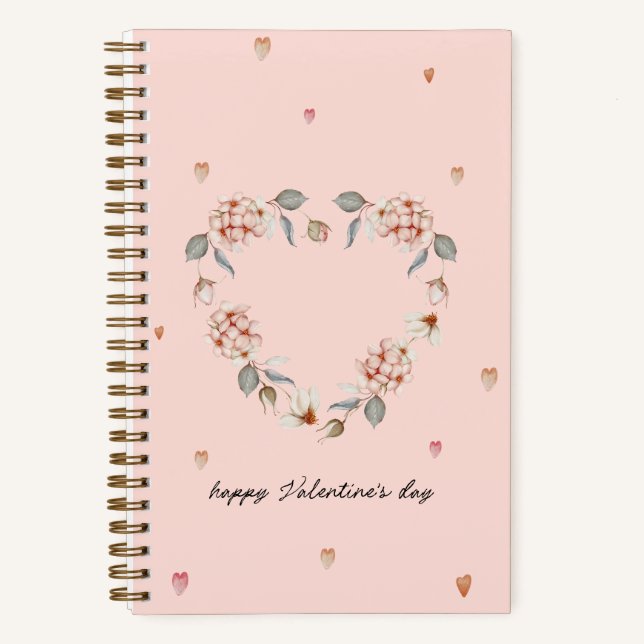 Romantic Valentine’s Day with Floral Heart Notebook (Front)