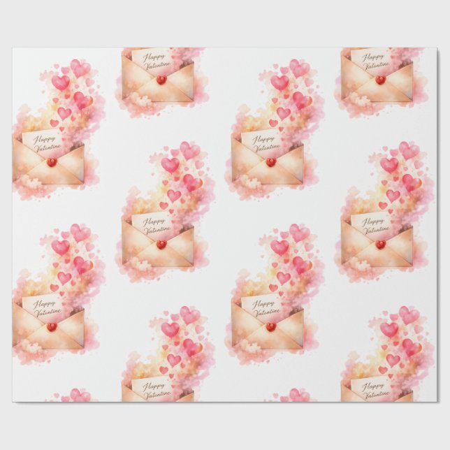 Romantic Valentine Wrapping Paper Love Envelope  (Flat)
