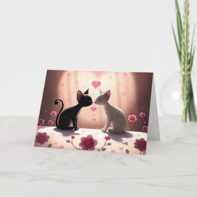Romantic Valentines Cat Card (Front)