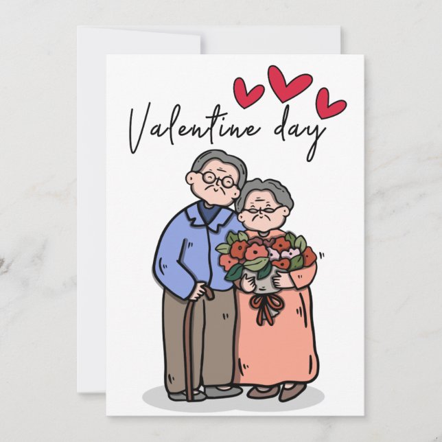 Romantic Valentine's Day Card for Elderly Couples (Front)