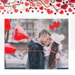 Romantic Valentine's Day Couple Red Heart Balloons Jigsaw Puzzle<br><div class="desc">Celebrate love with our enchanting personalized photo jigsaw puzzle featuring a couple kissing on a vibrant puzzle piece, surrounded by romantic red heart balloons. This delightful design captures the essence of Valentine's Day, making it the perfect gift for couples who cherish their special moments together. Personalize it with your own...</div>