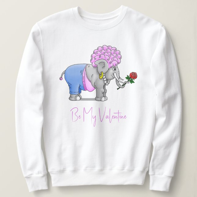 Romantic Valentine's Day Elephant Sweatshirt (Design Front)