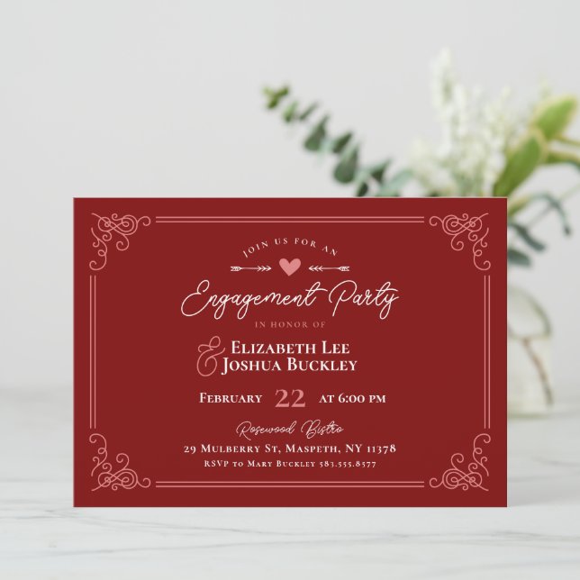 Romantic Valentine's Day Engagement Party Invitation (Standing Front)