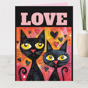 ROMANTIC VALENTINE'S DAY LOVE YOU CAT CATS CARD
