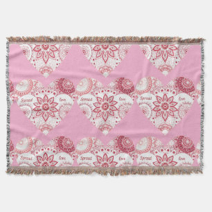 Romantic Valentine's Day Mandala Throw Blanket