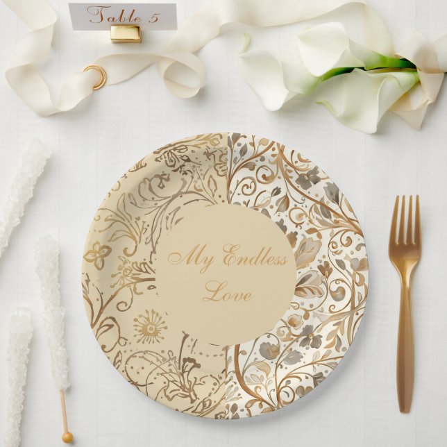 Romantic , Valentine's Day, My Endless Love Paper Plate (Wedding)